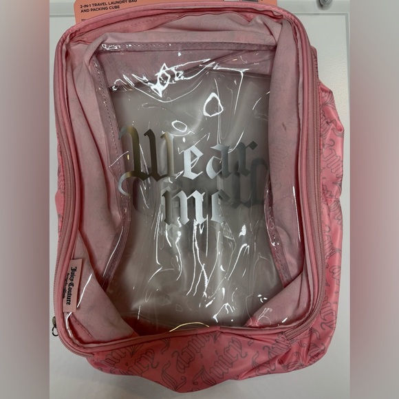 Juicy Couture Handbags - Juicy Couture Pink 2 in 1 Transparent zipper Travel laundry bag & packing cube